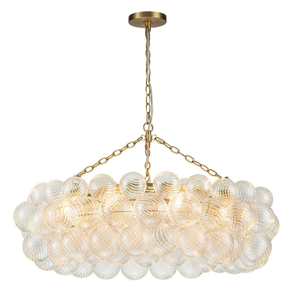 Chandelierias-Luxe Swirl Glass Globes Cluster Bubble Ring Chandelier-Chandeliers-Brass-12 Bulbs