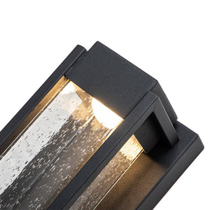 Chandelierias-Matte Black LED Seeded Glass Outdoor Wall Light-Wall Light-Matte Black-1 Pack