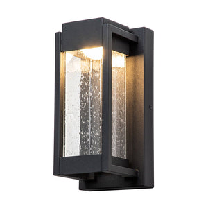 Chandelierias-Matte Black LED Seeded Glass Outdoor Wall Light-Wall Light-Matte Black-1 Pack