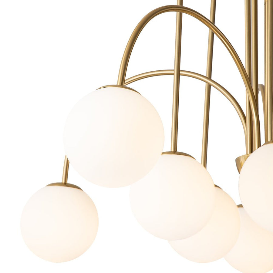 Chandelierias-Mid-century 10-Light Frosted Glass Globe Curved Chandelier-Chandeliers-Black-10 Bulbs