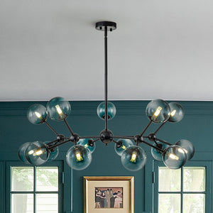 Chandelierias-Mid-century 15-Light Gradient Glass Sputnik Branch Chandelier-Chandeliers-Black-