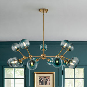 Chandelierias-Mid-century 15-Light Gradient Glass Sputnik Branch Chandelier-Chandeliers-Brass-
