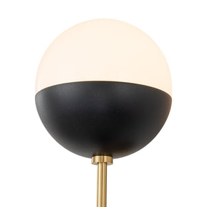 Chandelierias-Mid-century 2-Light Opal Glass Globe Linear Wall Sconce-Wall Light-Brass-2 Bulbs