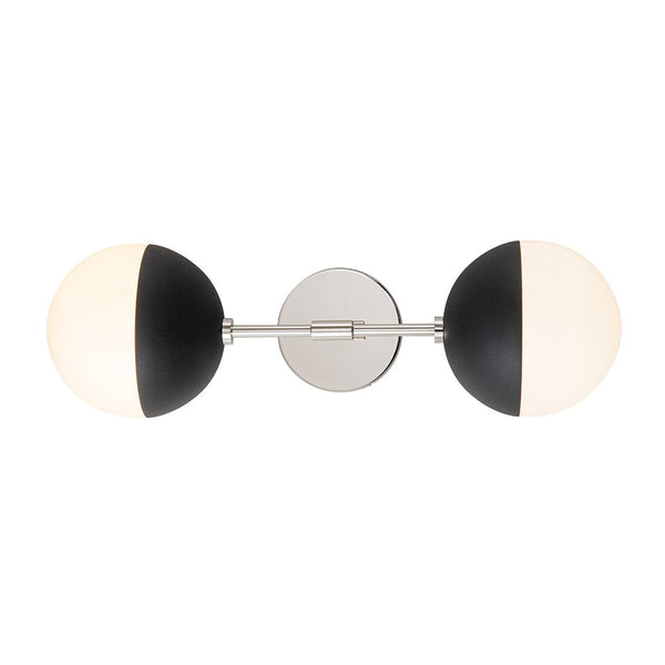 Chandelierias-Mid-century 2-Light Opal Glass Globe Linear Wall Sconce-Wall Light-Brass-2 Bulbs