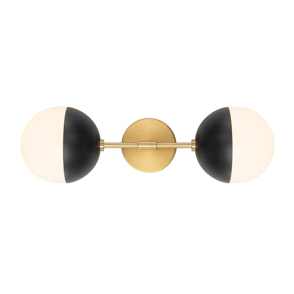 Chandelierias-Mid-century 2-Light Opal Glass Globe Linear Wall Sconce-Wall Light-Brass-2 Bulbs