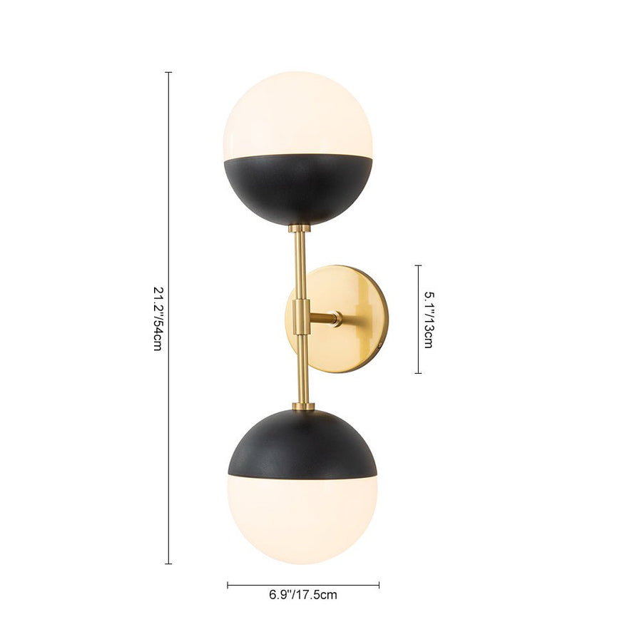 Chandelierias-Mid-century 2-Light Opal Glass Globe Linear Wall Sconce-Wall Light-Nickel-2 Bulbs