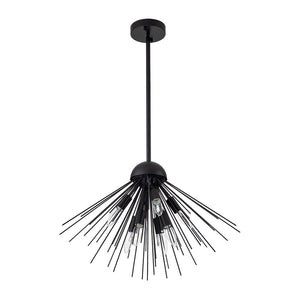 Chandelierias-Mid-century 8-Light Sunburst Metal Chandelier-Pendant-Black-