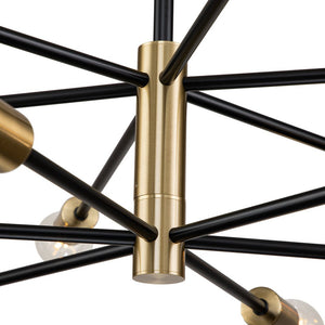 Chandelierias-Mid-century Black and Brass Sputnik Two-layer Chandelier-Chandeliers-Brass & Black-12 Bulbs