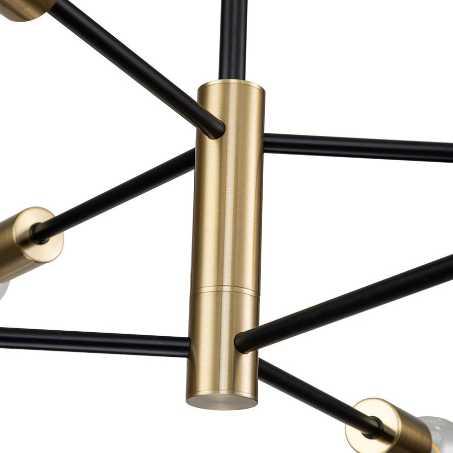 Chandelierias-Mid-century Black and Brass Sputnik Two-layer Chandelier-Chandeliers-Brass & Black-12 Bulbs