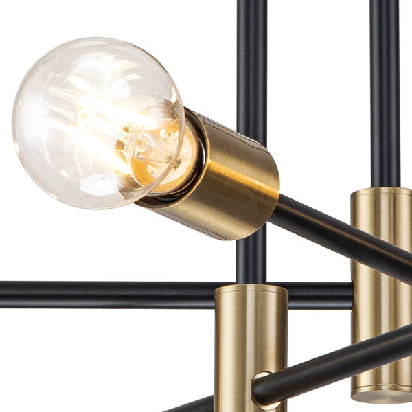 Chandelierias-Mid-century Black and Gold Sputnik Semi-Flush Mount-Chandeliers-Black & Gold-8 Bulbs