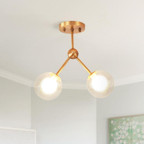 Chandelierias-Mid-century Chandelier Style Semi Flush Mount Light-Semi Flush-2 Bulbs-