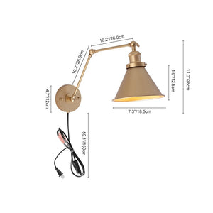 Chandelierias-Mid Century Cone Adjustable Wall Lamp-Wall Light-Gold-