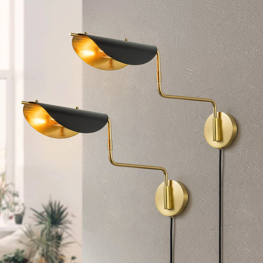 Chandelierias-Mid-century Dimmable 1-Light Bedroom Swivel Wall Sconce-Wall Light-2 Pack-