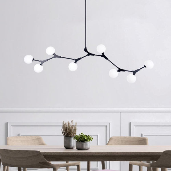 Chandelierias-Mid Century Glass Globe Branch Chandelier-Chandelier-Black-