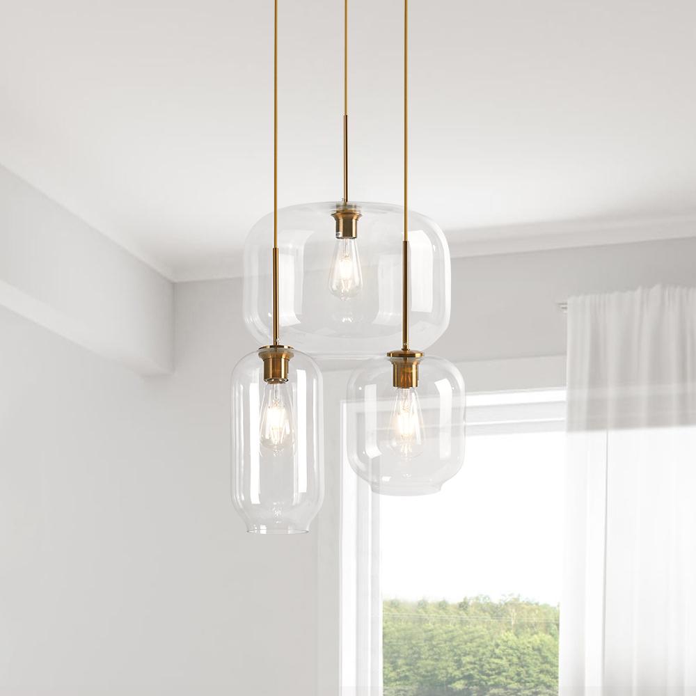 Brass Finish Mid-Century Glass Pendant Light Fixture | Chandelierias