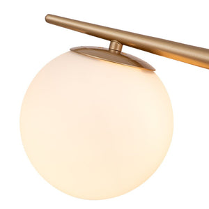 Chandelierias-Mid-century Milk White Glass Globe Linear Vanity Light-Wall Light-Gold-4 Bulbs