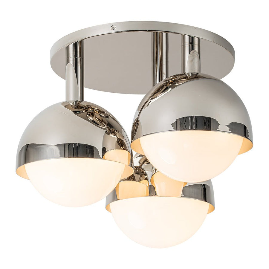 Chandelierias-Mid-century Modern 3-Light Glass Globe Semi-Flush Mount-Semi Flush-Polished Nickel-
