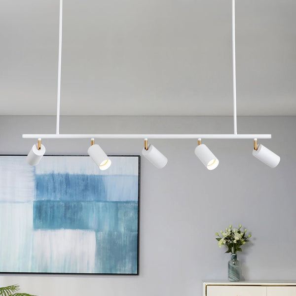 Chandelierias-Mid-century Modern Dimmable Track Light Pendant-Pendant-White-5 Bulbs