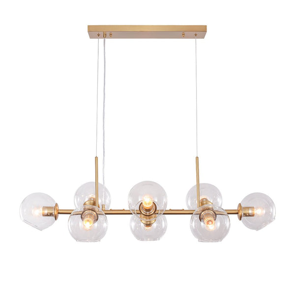 Chandelierias-Mid-Century Modern Glass Globe Linear Chandelier-Chandelier-Black-