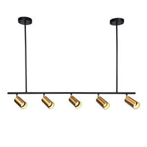 Chandelierias-Mid-Century Modern Linear Track Light-Pendant-Black-5 Bulbs
