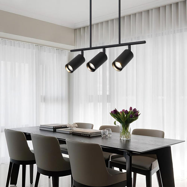 Chandelierias-Mid-Century Modern Linear Track Light-Pendant Light-Black-5 Bulbs