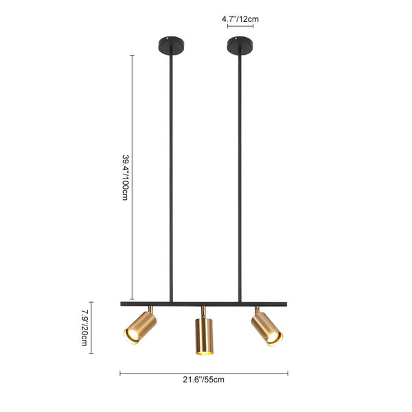 Chandelierias-Mid-Century Modern Linear Track Light-Pendant Light-Gold-3 Bulbs