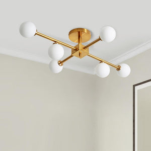 Chandelierias-Mid-Century Modern Sputnik Semi Flush Mount-Semi Flush-6 Bulbs-