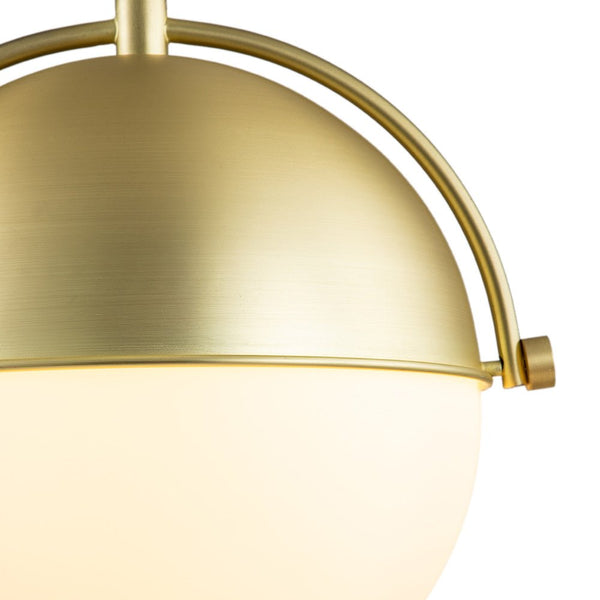 Chandelierias-Mid-century Single Light Glass Globe Hanging Pendant-Pendant-Brushed Brass-