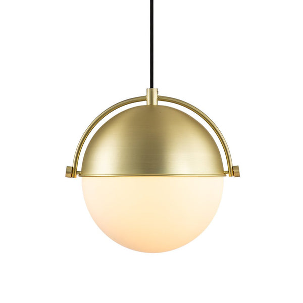 Chandelierias-Mid-century Single Light Glass Globe Hanging Pendant-Pendant-Brushed Brass-