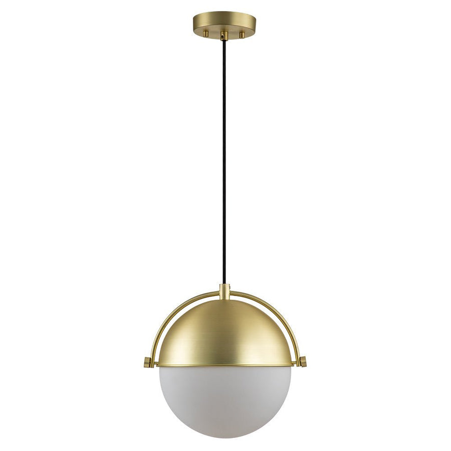 Chandelierias-Mid-century Single Light Glass Globe Hanging Pendant-Pendant-Brushed Brass-