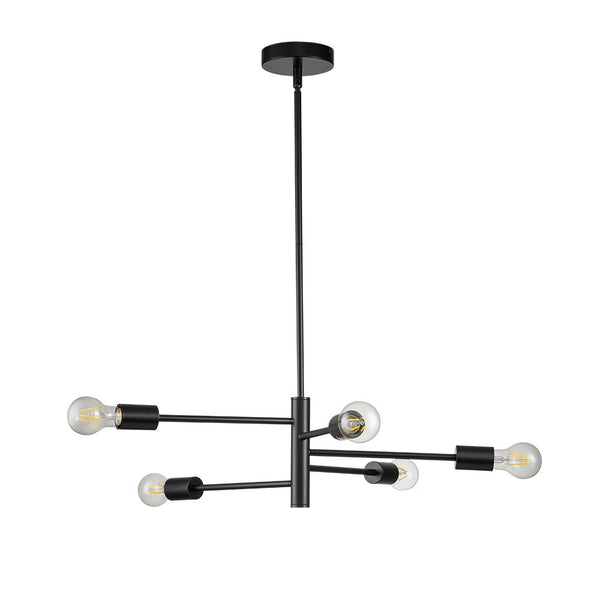 Chandelierias-Minimalist Linear 5-Light Branch Chandelier-Chandeliers-Black-