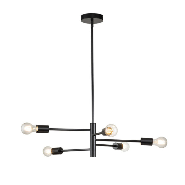 Chandelierias-Minimalist Linear 5-Light Branch Chandelier-Chandeliers-Black-