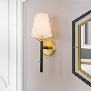 Chandelierias-Modern 1-Light Brushed Brass Wrapped Sconce-Wall Light-Black-
