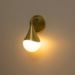 Chandelierias-Modern 1-Light Teardrop Brass Bathroom Wall Sconce-Wall Light-Brass-