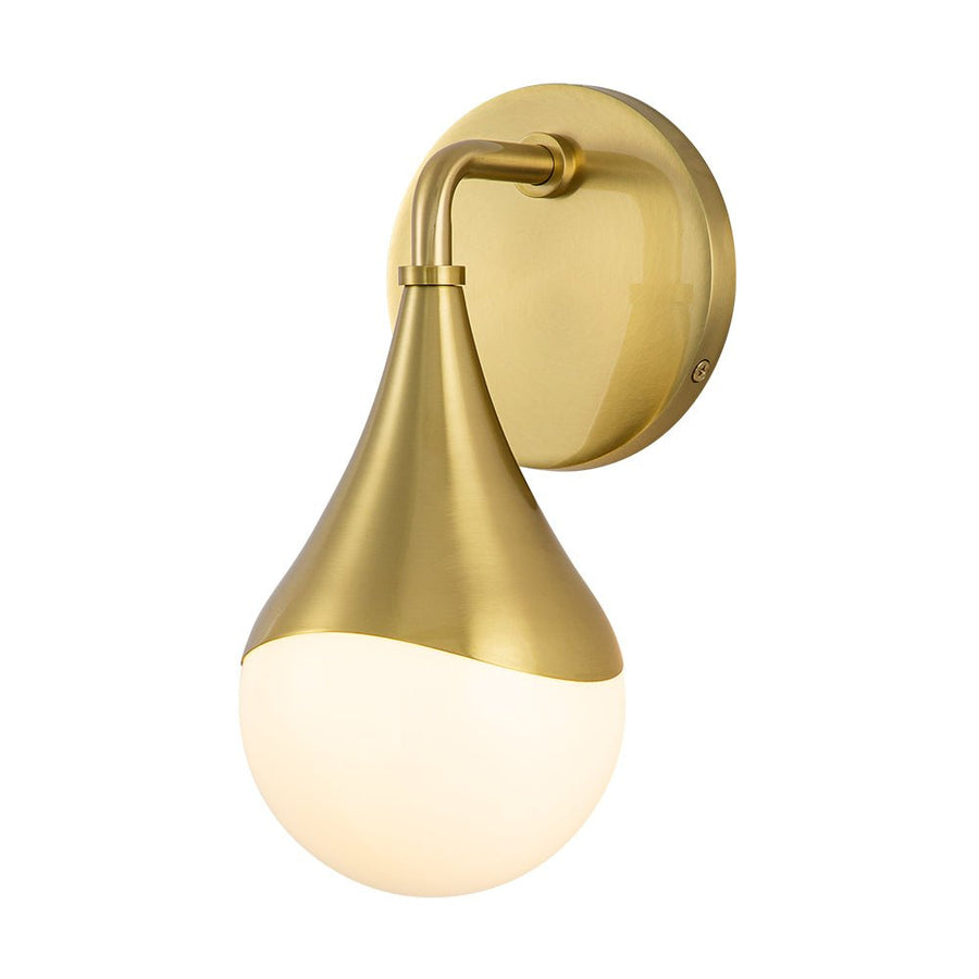 Chandelierias-Modern 1-Light Teardrop Brass Bathroom Wall Sconce-Wall Light-Brass-