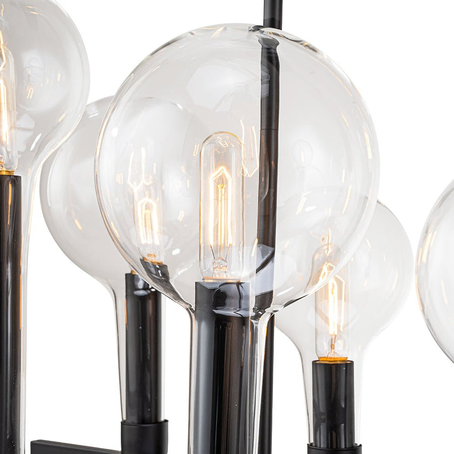 Chandelierias-Modern 10-Light Clear Balloon Glass Linear Island Chandelier-Chandeliers-Black-10 Bulbs
