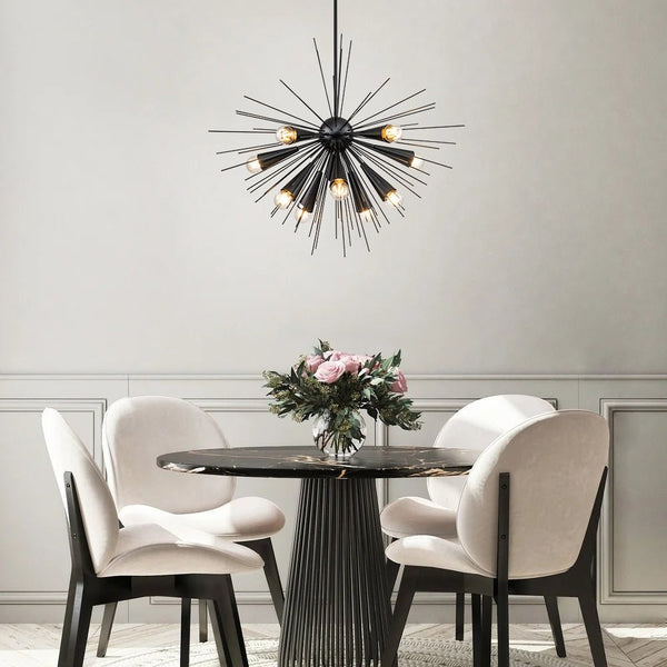 Chandelierias-Modern 10-Light Metal Sputnik Chandelier-Chandelier-Black-