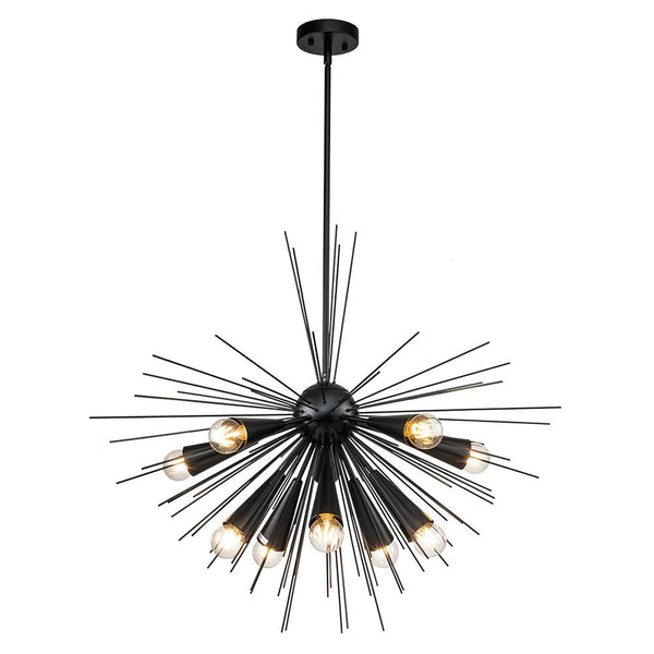 Chandelierias-Modern 10-Light Metal Sputnik Chandelier-Chandelier-Black-