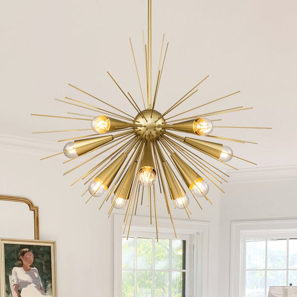 Chandelierias-Modern 10-Light Metal Sputnik Chandelier-Chandelier-Brass-