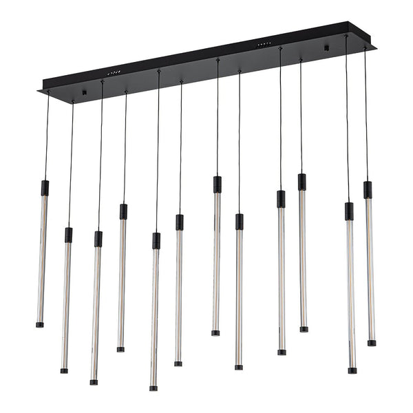 Chandelierias-Modern 12-Light Dimmable Cylinder LED Island Chandelier-Chandeliers-Black (Pre-order)-