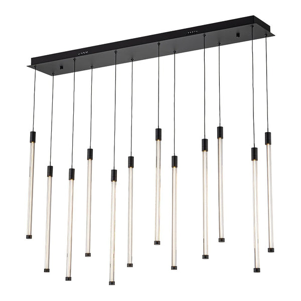 Chandelierias-Modern 12-Light Dimmable Cylinder LED Island Chandelier-Chandeliers-Black (Pre-order)-