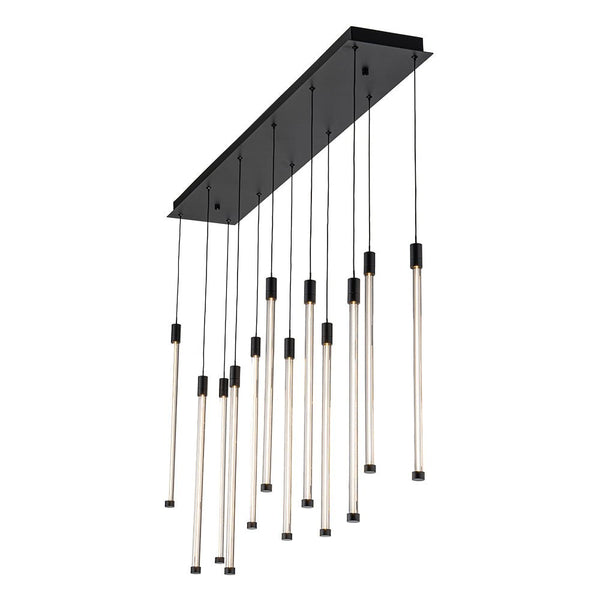 Chandelierias-Modern 12-Light Dimmable Cylinder LED Island Chandelier-Chandeliers-Black (Pre-order)-