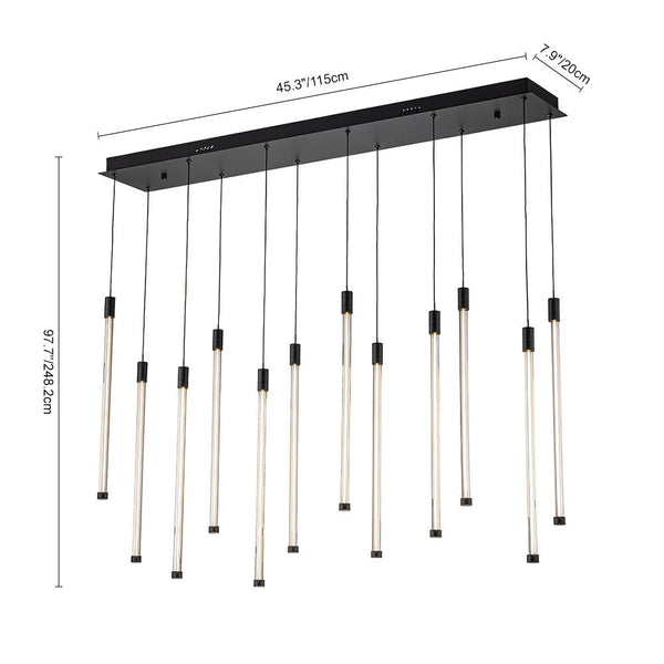 Chandelierias-Modern 12-Light Dimmable Cylinder LED Island Chandelier-Chandeliers-Black (Pre-order)-