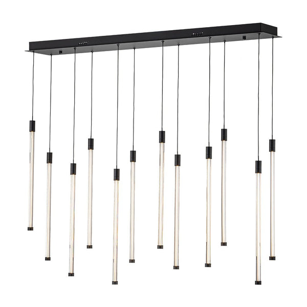 Chandelierias-Modern 12-Light Dimmable Cylinder LED Island Chandelier-Chandeliers-Black (Pre-order)-