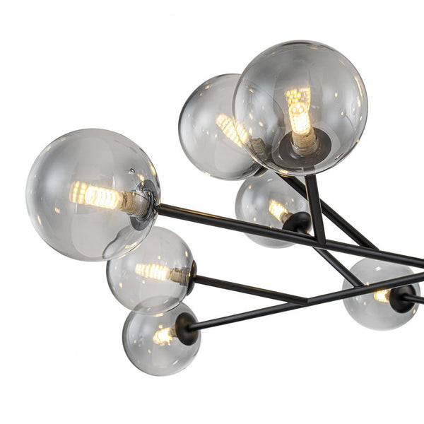 Chandelierias-Modern 15-Light Gradient Glass Globe Branch Chandelier-Chandeliers-Black-Gradient Gray