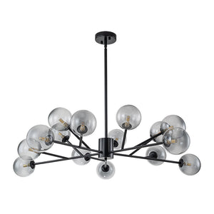 Chandelierias-Modern 15-Light Gradient Glass Globe Branch Chandelier-Chandeliers-Black-Gradient Gray