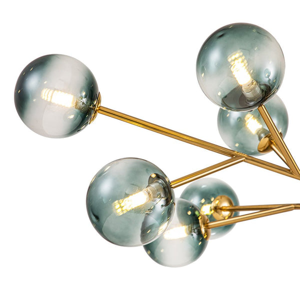 Chandelierias-Modern 15-Light Gradient Glass Globe Branch Chandelier-Chandeliers-Gold-15 Bulbs