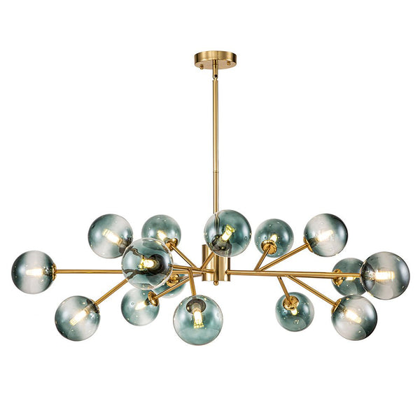 Chandelierias-Modern 15-Light Gradient Glass Globe Branch Chandelier-Chandeliers-Gold-15 Bulbs