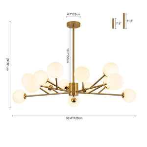 Chandelierias-Modern 15-Light Opal Glass Sputnik Sphere Chandelier-Chandeliers-Gold-