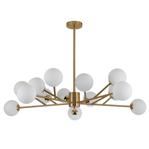 Chandelierias-Modern 15-Light Opal Glass Sputnik Sphere Chandelier-Chandeliers-Gold-